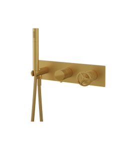 Remer Chrono Bateria natryskowa podtynkowa z zestawem natryskowym 2-drożna - element zewnętrzny Brushed Gold CH97D2WBBG