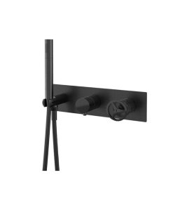 Remer Chrono Bateria natryskowa podtynkowa z zestawem natryskowym 3-drożna - element zewnętrzny Brushed Black Chrome CH97D3WBCFP