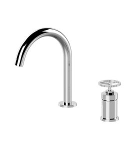 Remer Chrono Bateria umywalkowa 2-otworowa jednouchwytowa bez korka Chrom CH57