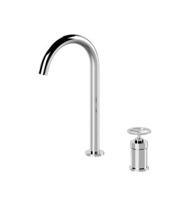 Remer Chrono Bateria umywalkowa 2-otworowa jednouchwytowa wysoka bez korka Chrom CH57L