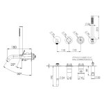 Remer Chrono Bateria wannowo-natryskowa podtynkowa z zestawem natryskowym 2-drożna - element zewnętrzny Brushed Copper CH53D2PWBRP