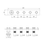 Remer Chrono Bateria wannowo-natryskowa podtynkowa 4-drożna - element zewnętrzny Brushed Gold CH98D4WBBG