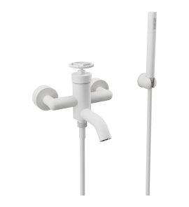 Remer Chrono Bateria wannowo-natryskowa ścienna z zestawem natryskowym Matt White CH02BO