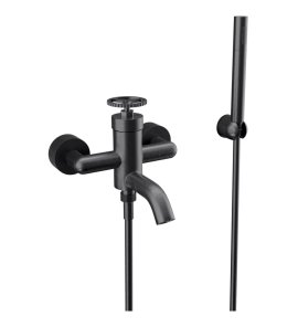 Remer Chrono Bateria wannowo-natryskowa ścienna z zestawem natryskowym Matt Black CH02NO