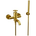 Remer Chrono Bateria wannowo-natryskowa ścienna z zestawem natryskowym Shiny Gold CH02DO