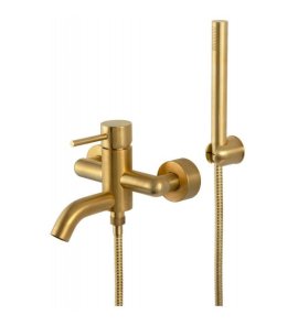 Remer Chrono Bateria wannowo-natryskowa ścienna z zestawem natryskowym Brushed Gold CH02BG