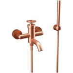 Remer Chrono Bateria wannowo-natryskowa ścienna z zestawem natryskowym Brushed Copper CH02RP