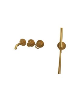 Remer Chrono Bateria wannowo-natryskowa podtynkowa z zestawem natryskowym 2-drożna - element zewnętrzny Brushed Gold CH53D2PWBBG