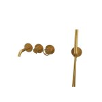 Remer Chrono Bateria wannowo-natryskowa podtynkowa z zestawem natryskowym 2-drożna - element zewnętrzny Brushed Gold CH53D2PWBBG