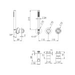 Remer Element Bateria natryskowa podtynkowa z zestawem natryskowym 3-drożna - element zewnętrzny Chrom ET97D3PWB