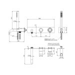 Remer Element Bateria wannowo-natryskowa podtynkowa z zestawem natryskowym 2-drożna - element zewnętrzny Chrom ET53D2WB