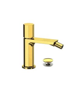 Remer Ottagono Bateria bidetowa jednouchwytowa z korkiem klik-klak Brushed Gold ON20CCBG