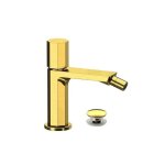 Remer Ottagono Bateria bidetowa jednouchwytowa z korkiem klik-klak Brushed Gold ON20CCBG
