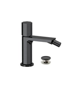 Remer Ottagono Bateria bidetowa jednouchwytowa z korkiem klik-klak Brushed Black Chrome ON20CCCFP