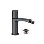 Remer Ottagono Bateria bidetowa jednouchwytowa z korkiem klik-klak Brushed Black Chrome ON20CCCFP