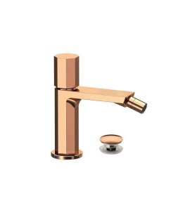 Remer Ottagono Bateria bidetowa jednouchwytowa z korkiem klik-klak Brushed Copper ON20CCRP