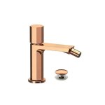 Remer Ottagono Bateria bidetowa jednouchwytowa z korkiem klik-klak Brushed Copper ON20CCRP