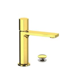 Remer Ottagono Bateria umywalkowa z korkiem klik-klak Brushed Gold ON10CCBG