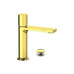 Remer Ottagono Bateria umywalkowa z korkiem klik-klak Brushed Gold ON10CCBG
