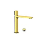 Remer Ottagono Bateria umywalkowa z korkiem klik-klak Brushed Gold ON10ACCBG