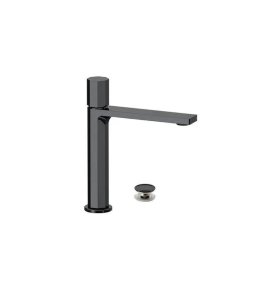 Remer Ottagono Bateria umywalkowa z korkiem klik-klak Brushed Black Chrome ON10ACCCFP