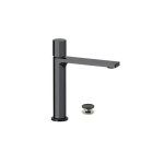 Remer Ottagono Bateria umywalkowa z korkiem klik-klak Brushed Black Chrome ON10ACCCFP