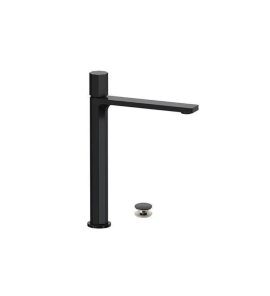 Remer Ottagono Bateria umywalkowa wysoka z korkiem klik-klak Matt Black ON10LXLNO