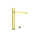 Remer Ottagono Bateria umywalkowa wysoka z korkiem klik-klak Shiny Gold ON10LXLDO