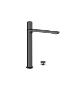 Remer Ottagono Bateria umywalkowa wysoka z korkiem klik-klak Brushed Black Chrome ON10LXLCFP