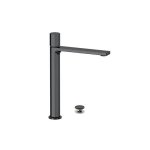 Remer Ottagono Bateria umywalkowa wysoka z korkiem klik-klak Brushed Black Chrome ON10LXLCFP