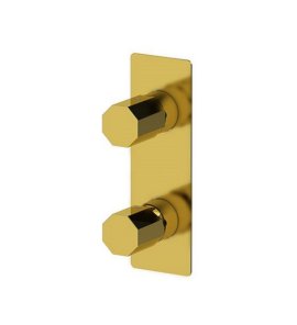Remer Ottagono Bateria wannowo-natryskowa podtynkowa 3-drożna - element zewnętrzny Shiny Gold ON93WBDO