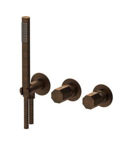 Remer Ottagono Bateria wannowo-natryskowa podtynkowa z zestawem natryskowym 2-drożna - element zewnętrzny Oil Bronze ON97D2PWBBR