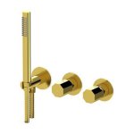 Remer Ottagono Bateria wannowo-natryskowa podtynkowa z zestawem natryskowym 2-drożna - element zewnętrzny Shiny Gold  ON97D2PWBDO