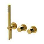 Remer Ottagono Bateria wannowo-natryskowa podtynkowa z zestawem natryskowym 2-drożna - element zewnętrzny Brushed Gold ON97D2PWBBG