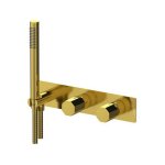 Remer Ottagono Bateria wannowo-natryskowa podtynkowa z zestawem natryskowym 2-drożna - element zewnętrzny Shiny Gold ON97D2WBDO