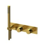 Remer Ottagono Bateria wannowo-natryskowa podtynkowa z zestawem natryskowym 2-drożna - element zewnętrzny Brushed Gold ON97D2WBBG