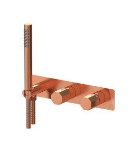 Remer Ottagono Bateria wannowo-natryskowa podtynkowa z zestawem natryskowym 2-drożna - element zewnętrzny Brushed Copper ON97D2WBRP
