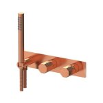 Remer Ottagono Bateria wannowo-natryskowa podtynkowa z zestawem natryskowym 2-drożna - element zewnętrzny Brushed Copper ON97D2WBRP