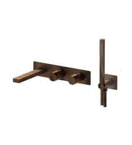 Remer Ottagono Bateria wannowo-natryskowa podtynkowa z zestawem natryskowym 2-drożna - element zewnętrzny Oil Bronze ON53D2WBBR