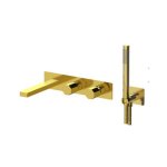 Remer Ottagono Bateria wannowo-natryskowa podtynkowa z zestawem natryskowym 2-drożna - element zewnętrzny Shiny Gold ON53D2WBDO
