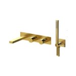 Remer Ottagono Bateria wannowo-natryskowa podtynkowa z zestawem natryskowym 2-drożna - element zewnętrzny Brushed Gold ON53D2WBBG