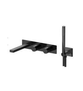 Remer Ottagono Bateria wannowo-natryskowa podtynkowa z zestawem natryskowym 2-drożna - element zewnętrzny Brushed Black Chrome ON53D2WBCFP