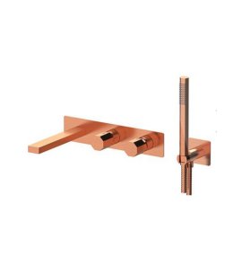 Remer Ottagono Bateria wannowo-natryskowa podtynkowa z zestawem natryskowym 2-drożna - element zewnętrzny Brushed Copper ON53D2WBRP