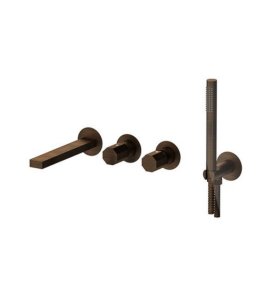 Remer Ottagono Bateria wannowo-natryskowa podtynkowa z zestawem natryskowym 2-drożna - element zewnętrzny Oil Bronze ON53D2PWBBR