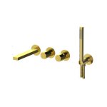 Remer Ottagono Bateria wannowo-natryskowa podtynkowa z zestawem natryskowym 2-drożna - element zewnętrzny Shiny Gold ON53D2PWBDO