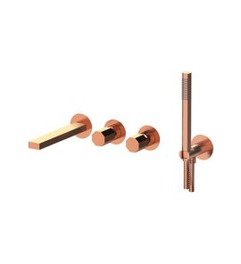 Remer Ottagono Bateria wannowo-natryskowa podtynkowa z zestawem natryskowym 2-drożna - element zewnętrzny Brushed Copper ON53D2PWBRP