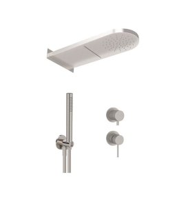 Remer X Style Inox Bateria natryskowa deszczownicą ścienną i zestawem natryskowym Inox SSX93PS02MMCA