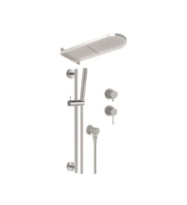 Remer X Style Inox Bateria natryskowa deszczownicą ścienną i zestawem natryskowym na drążku Inox SSX93PS01MMCA