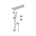 Remer X Style Inox Bateria natryskowa deszczownicą ścienną i zestawem natryskowym na drążku Inox SSX93PS01MMCA