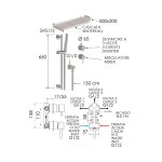 Remer X Style Inox Bateria natryskowa deszczownicą ścienną i zestawem natryskowym na drążku Inox SSX93PS01MMCA